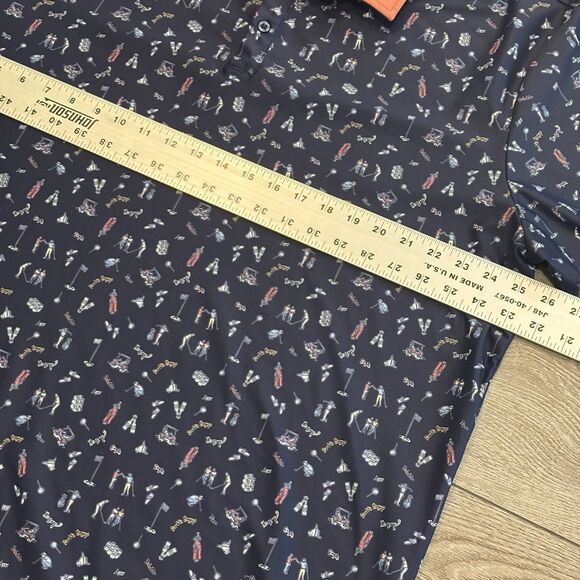 Smith & Quinn Polo Shirt Mens XXL Bogeys All Over Print Pattern Blue Graphic - Picture 5 of 7